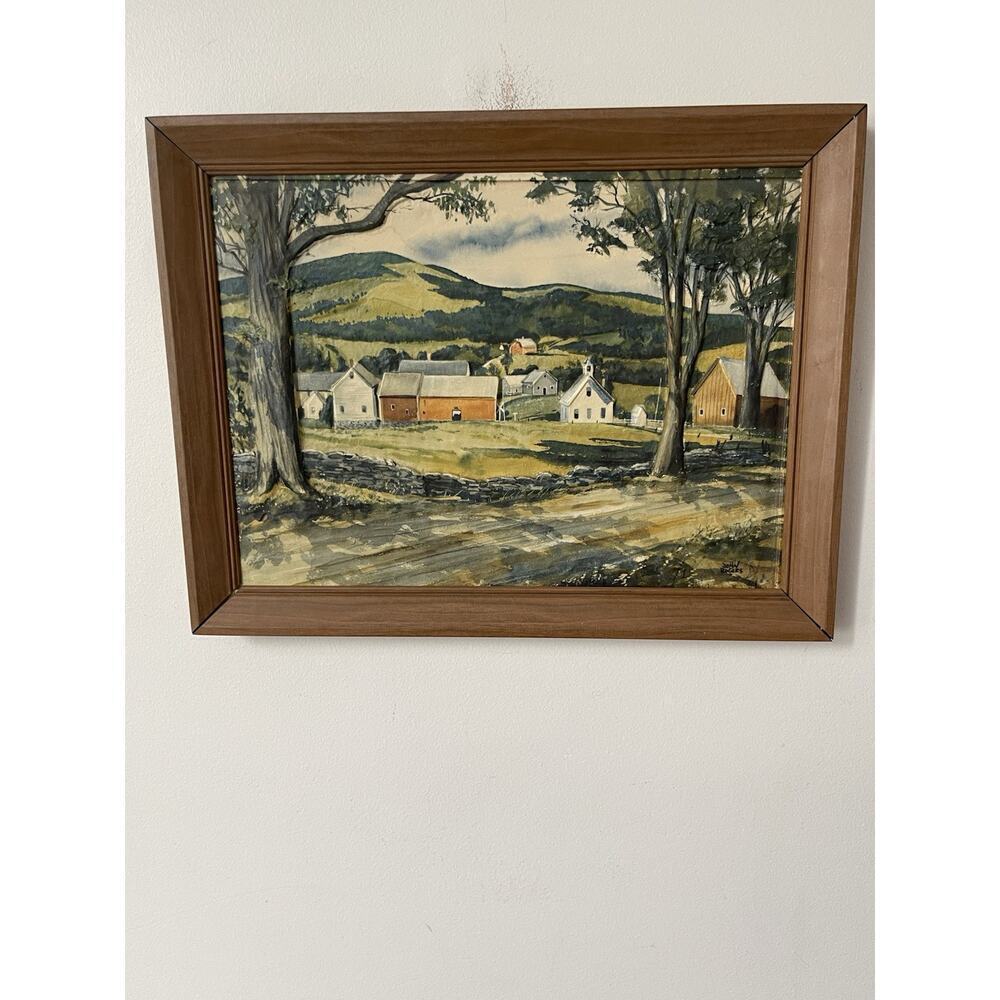 Dimension III John Rogers Landscapes #7046 Old Red Water Mill MCM Metal Frame